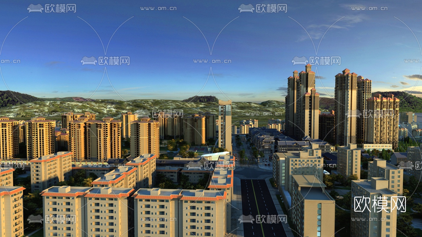 现代高层住宅建筑外观3d模型