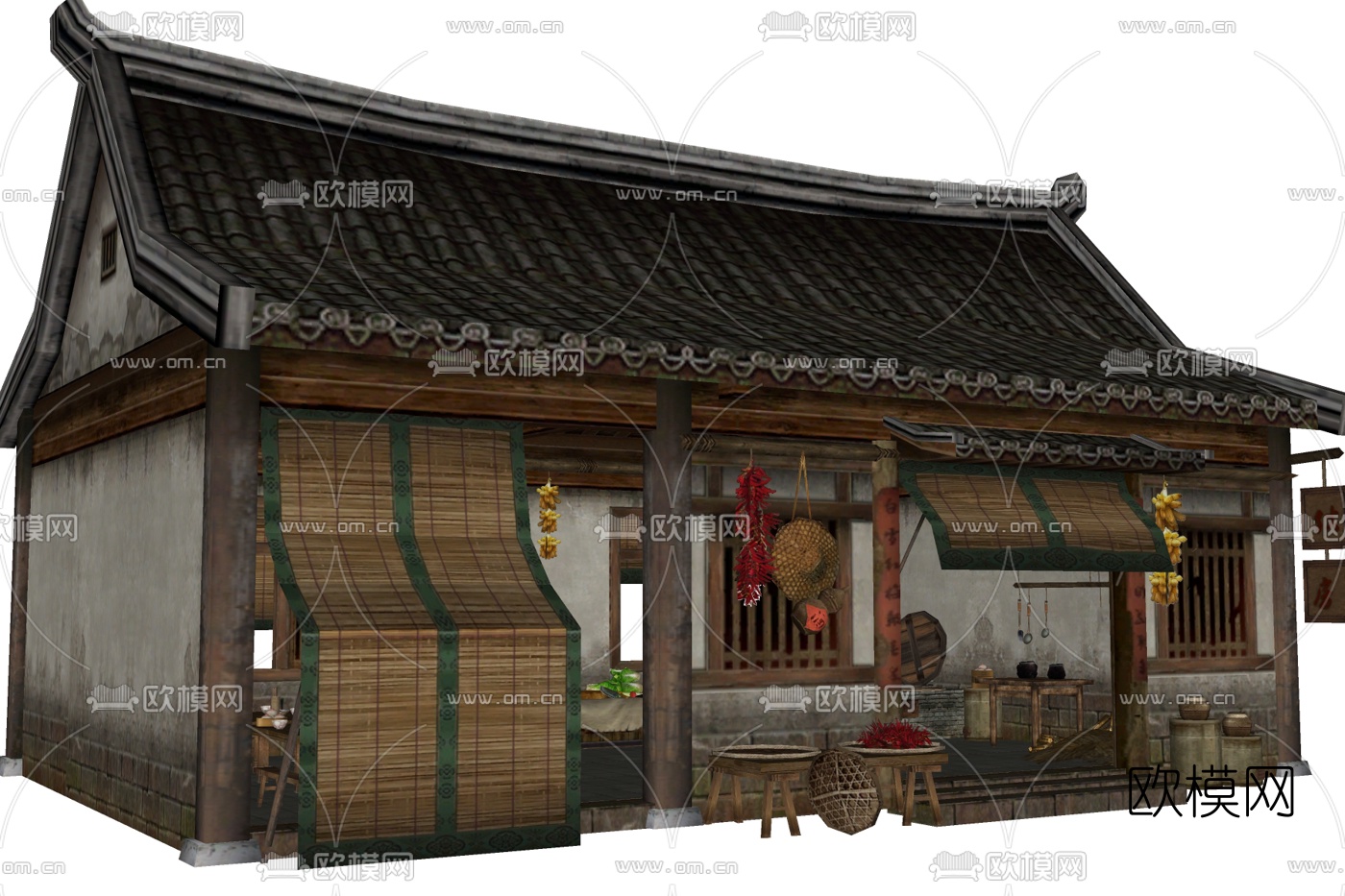 中式古建茶馆免费su模型下载