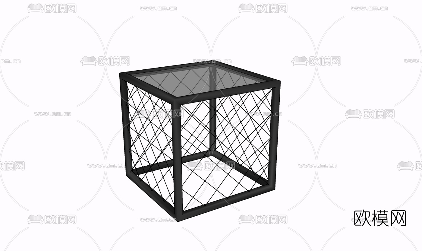 工业风金属边几免费su模型下载