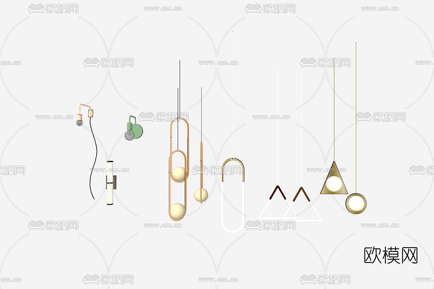 现代铁艺吊灯免费su模型下载