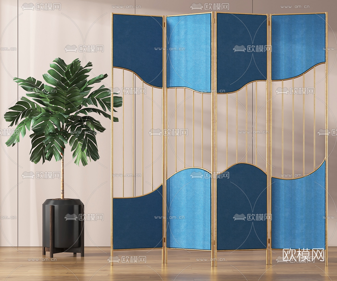 现代金属屏风3d模型