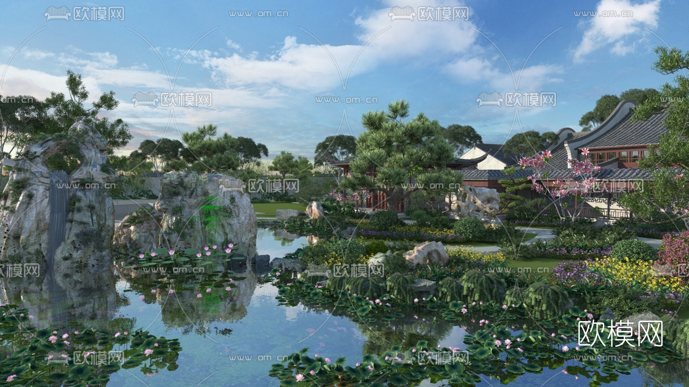中式古建园林景观3d模型