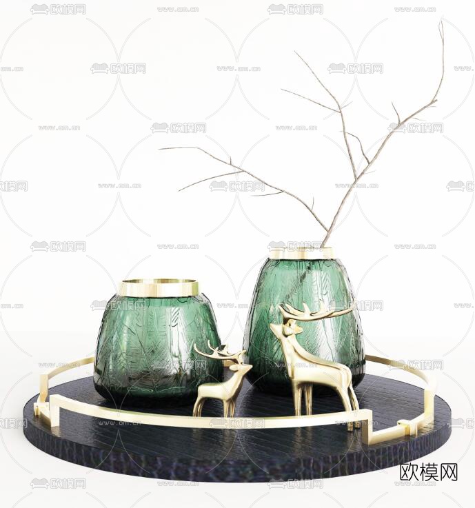 新中式艺术玻璃花瓶摆件3d模型下载