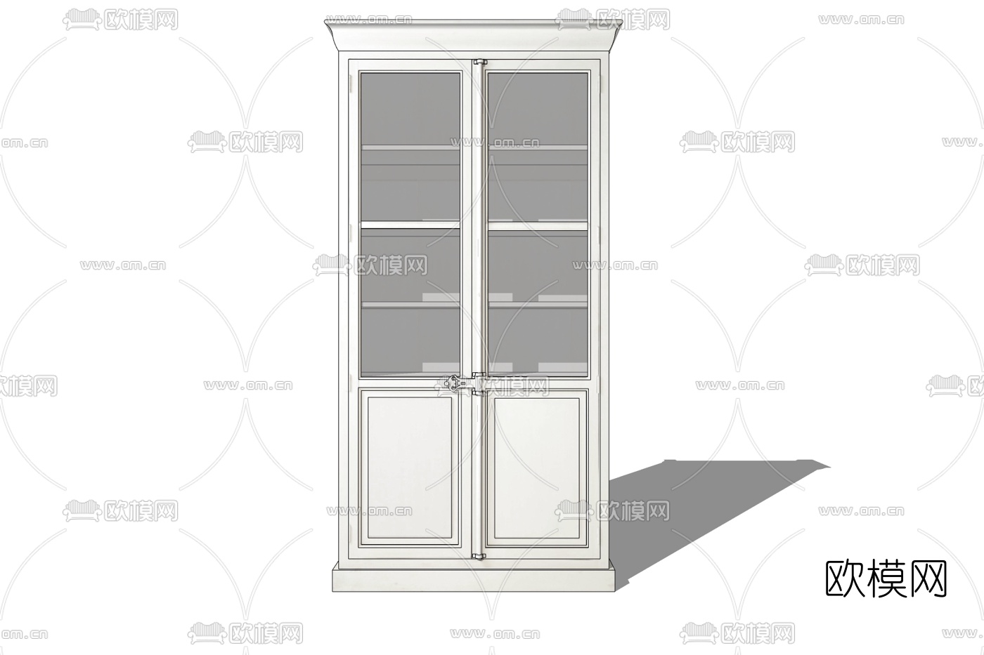 现代双开门衣柜免费su模型下载