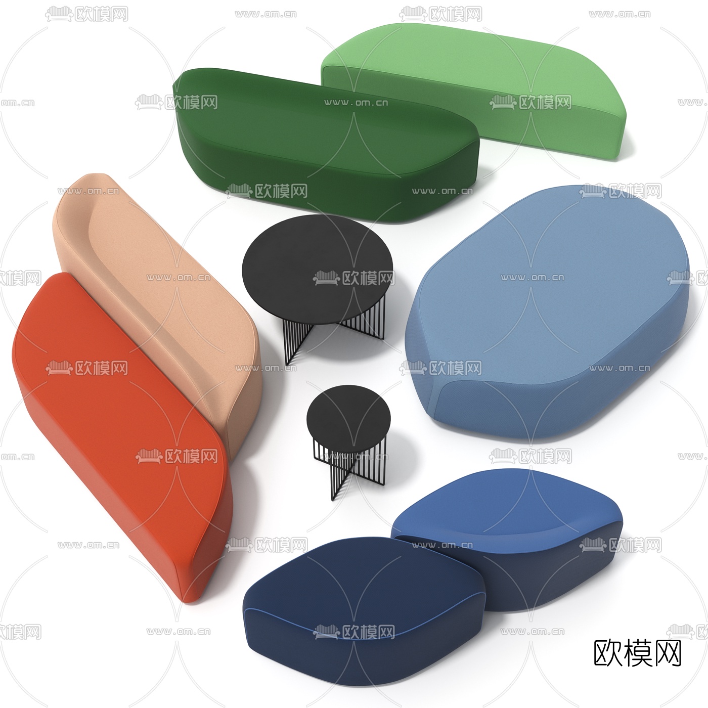 现代公共异形沙发3d模型