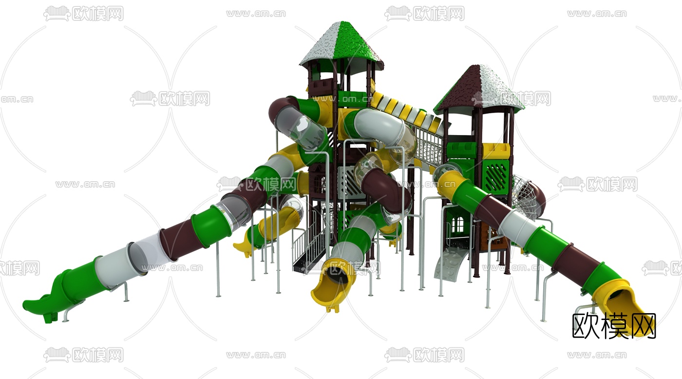 现代儿童滑梯3d模型下载（渲染图2）