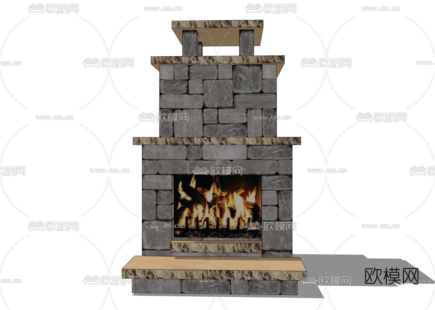 欧式壁炉免费su模型下载