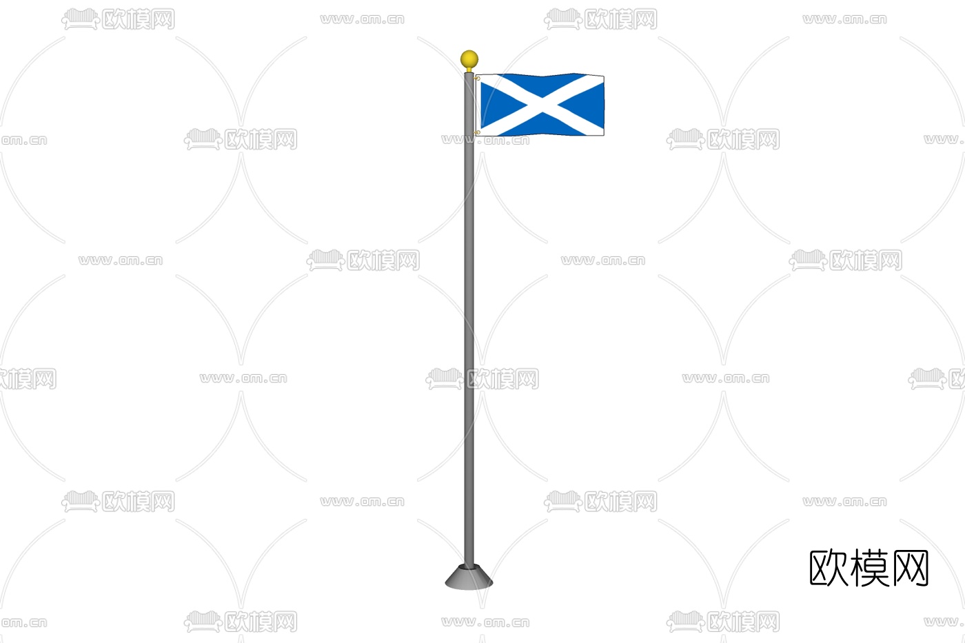 现代国旗旗帜免费su模型下载