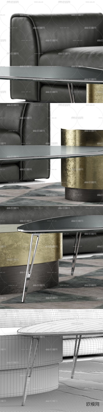 BAXTER 现代皮革多人沙发3d模型下载（渲染图3）