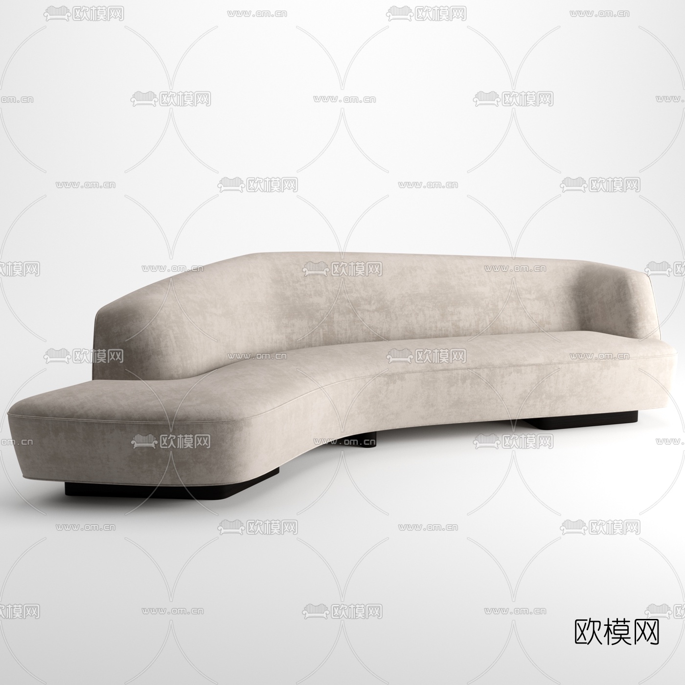 现代绒布弧形沙发3d模型