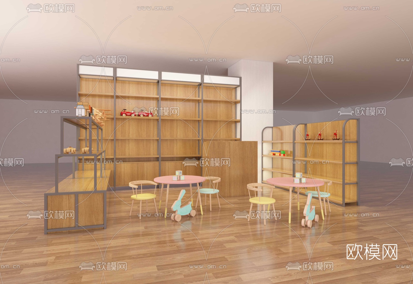 现代展示柜货架免费3d模型