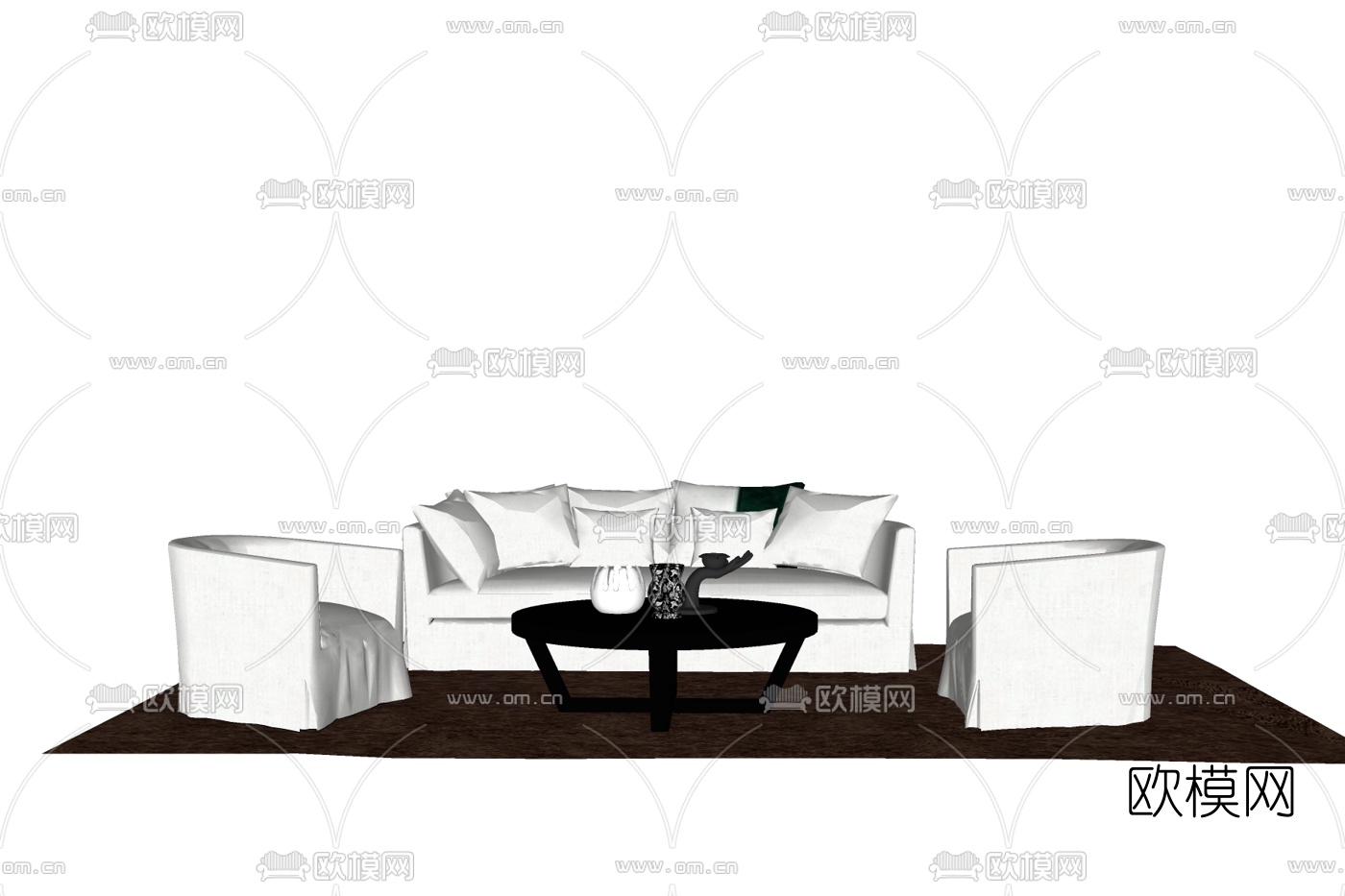 现代组合沙发免费su模型下载