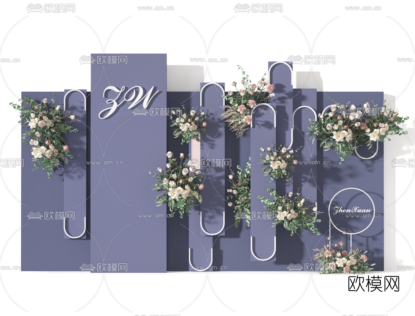现代婚庆摄影花篮背景3d模型