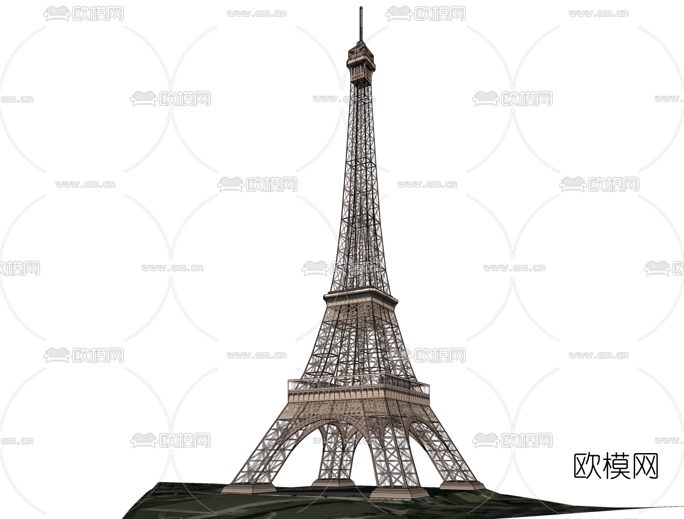 法式埃菲尔铁塔免费su模型下载（渲染图2）