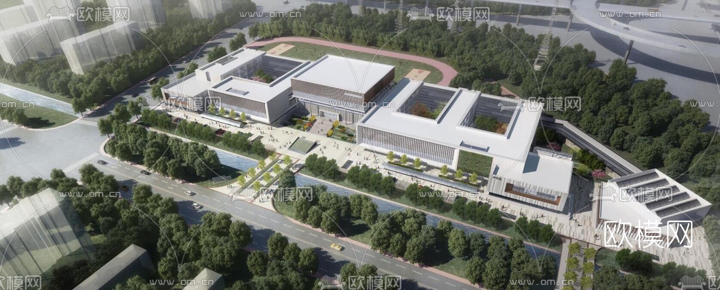 现代学校规划su模型下载（渲染图1）