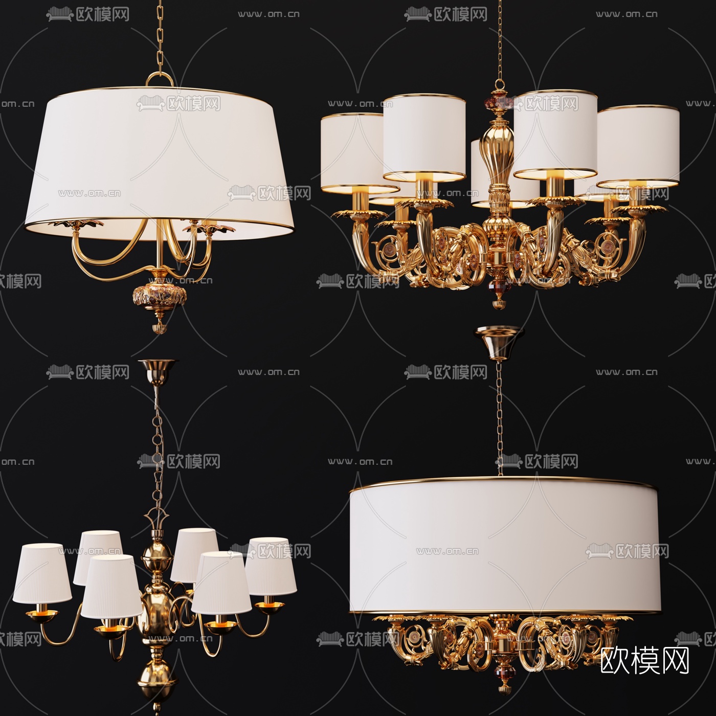 简欧金属吊灯3d模型下载