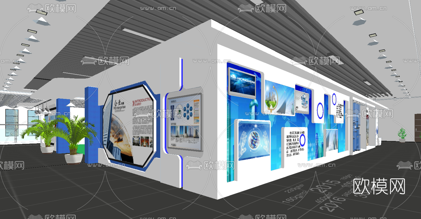 现代科技展厅su模型下载（渲染图1）