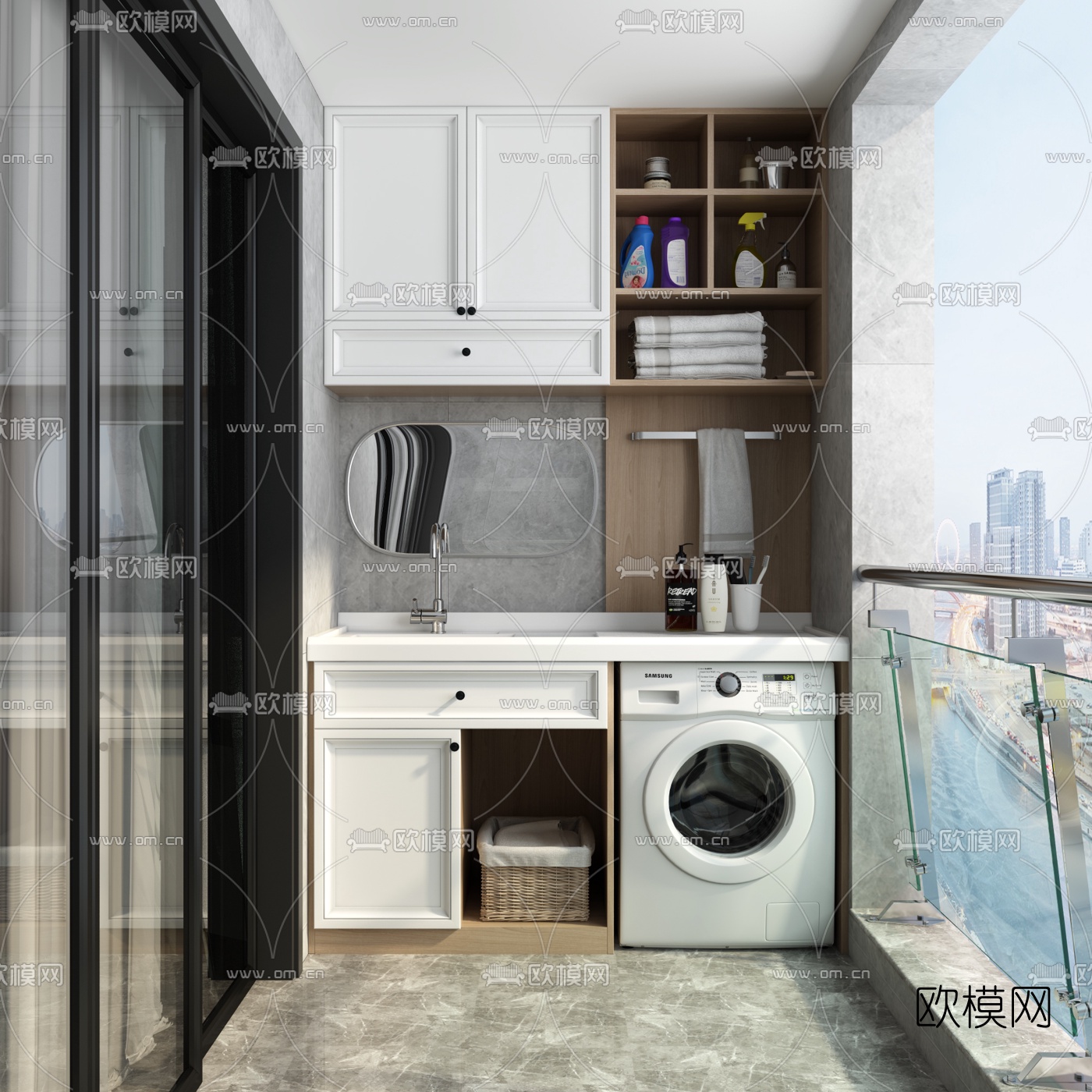 北欧阳台洗衣房3d模型