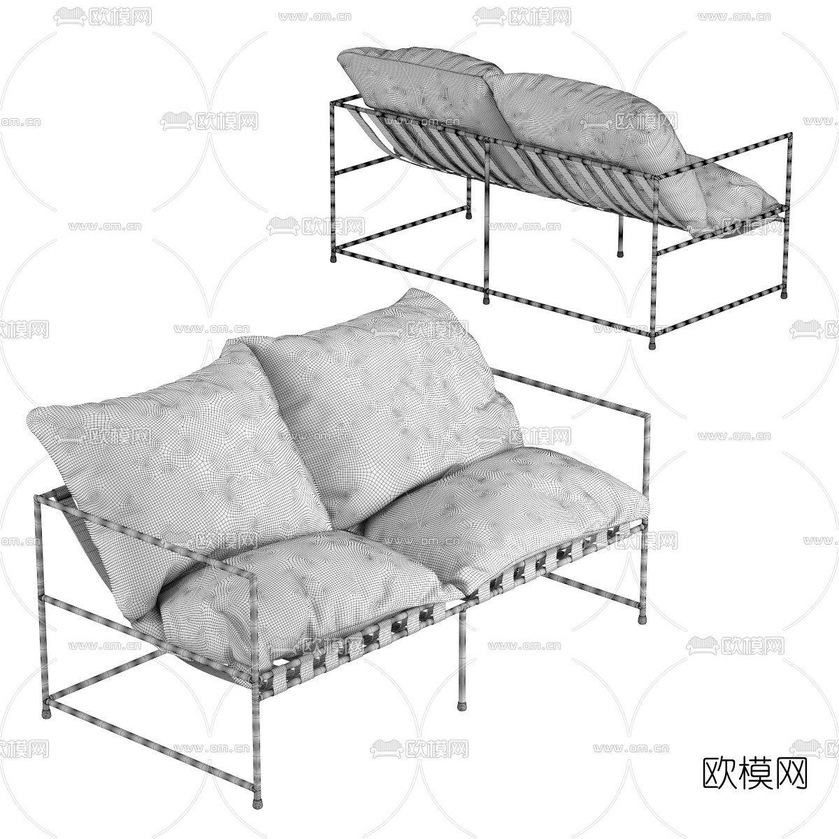 工业风铁艺双人沙发3d模型