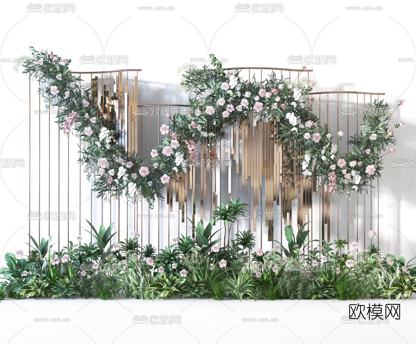 现代植物堆绿植堆草堆灌木3d模型下载