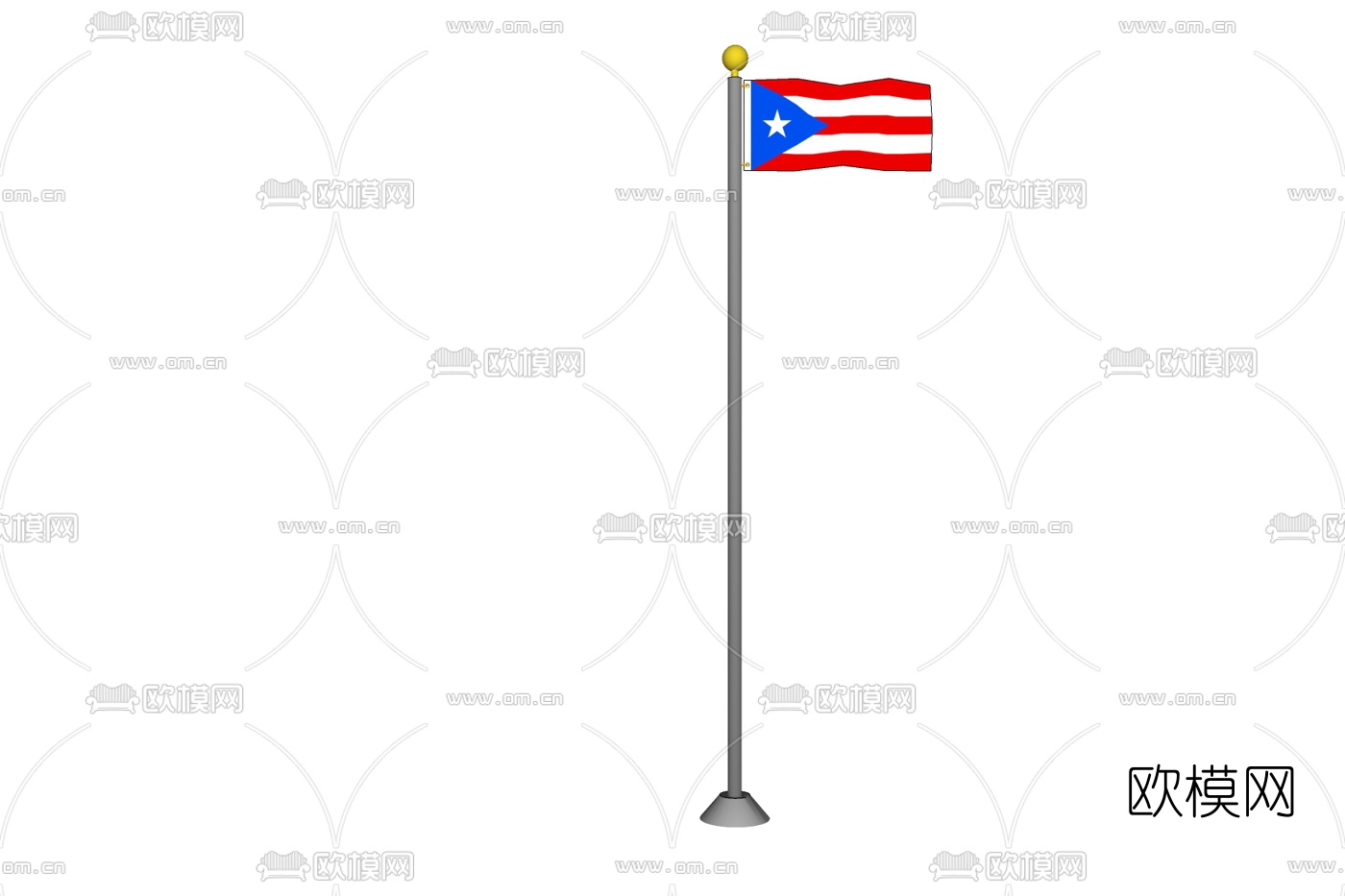 现代国旗旗帜免费su模型下载