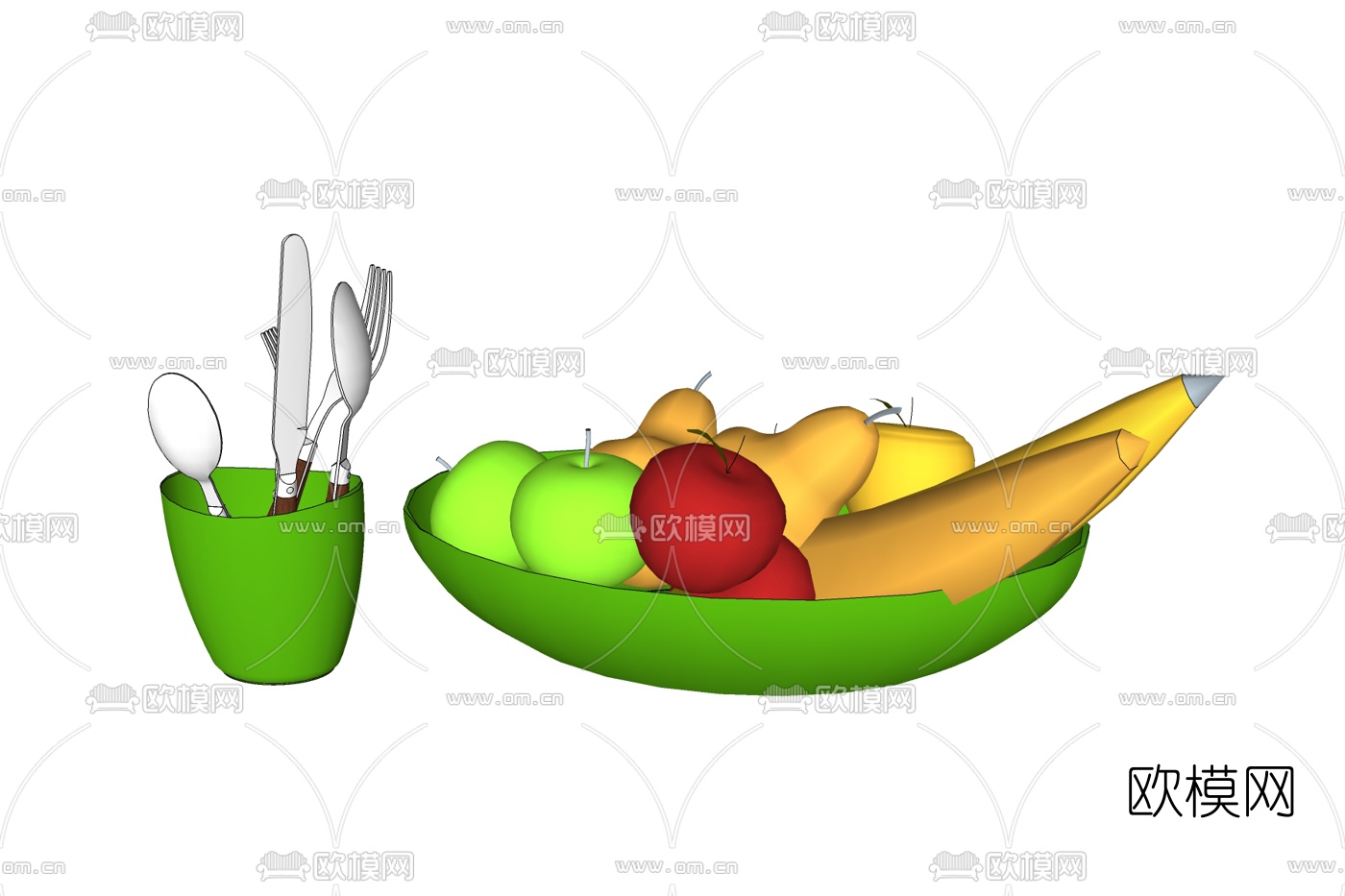 现代水果盘免费su模型下载