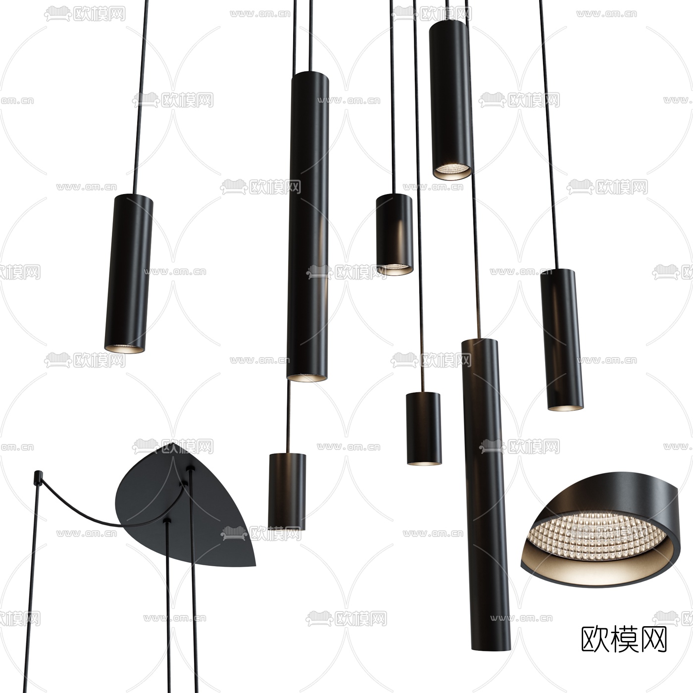 现代直筒吊灯3d模型