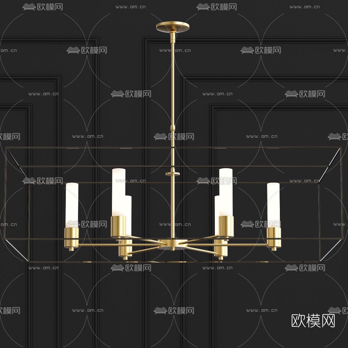 现代金属圆筒吊灯3d模型-免费3dmax模型库-欧模网
