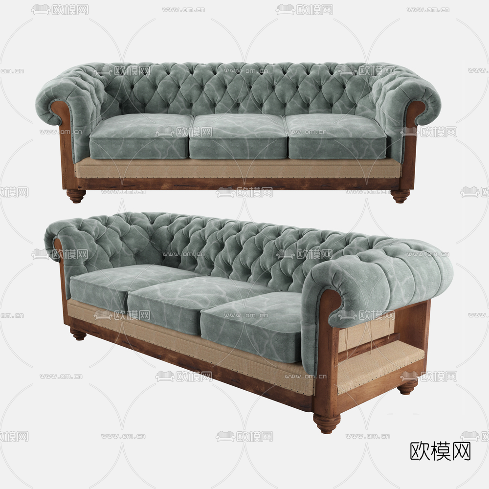 简欧布艺多人沙发模型-免费3dmax模型库-欧模网