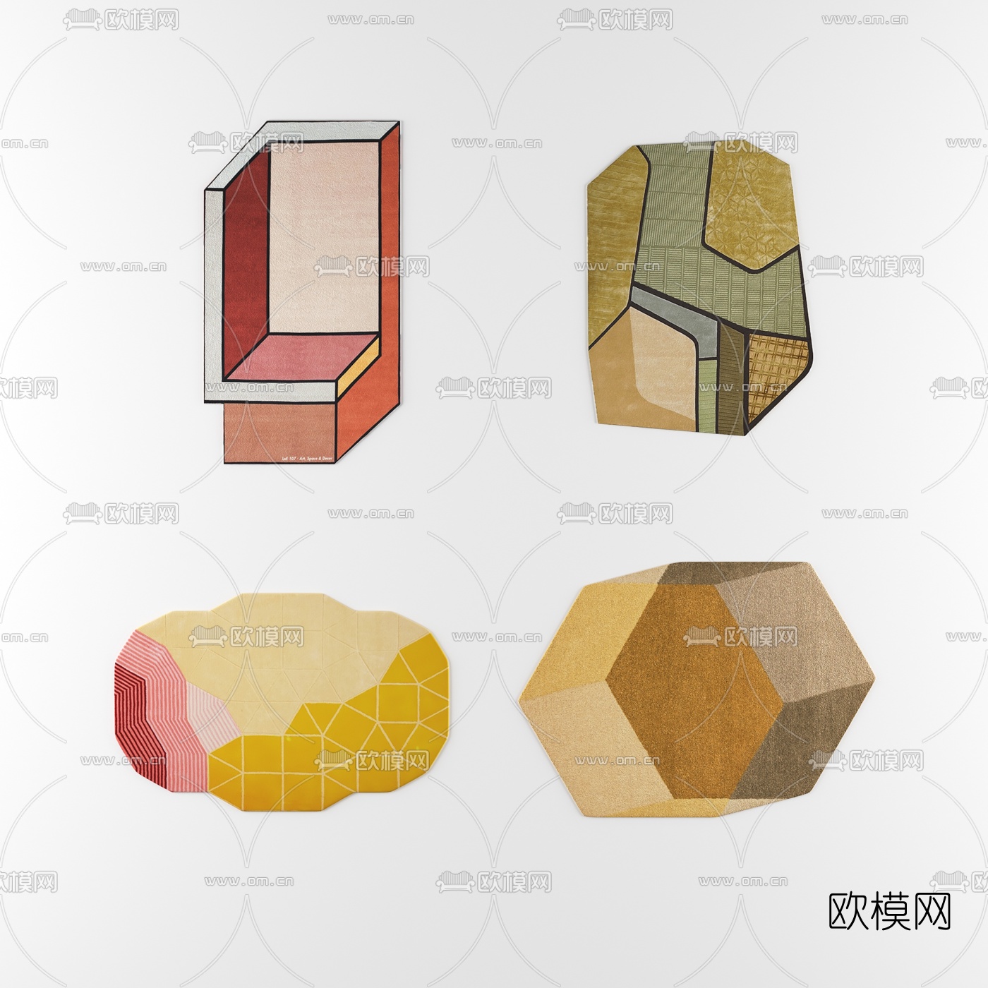 现代创意几何地毯3d模型