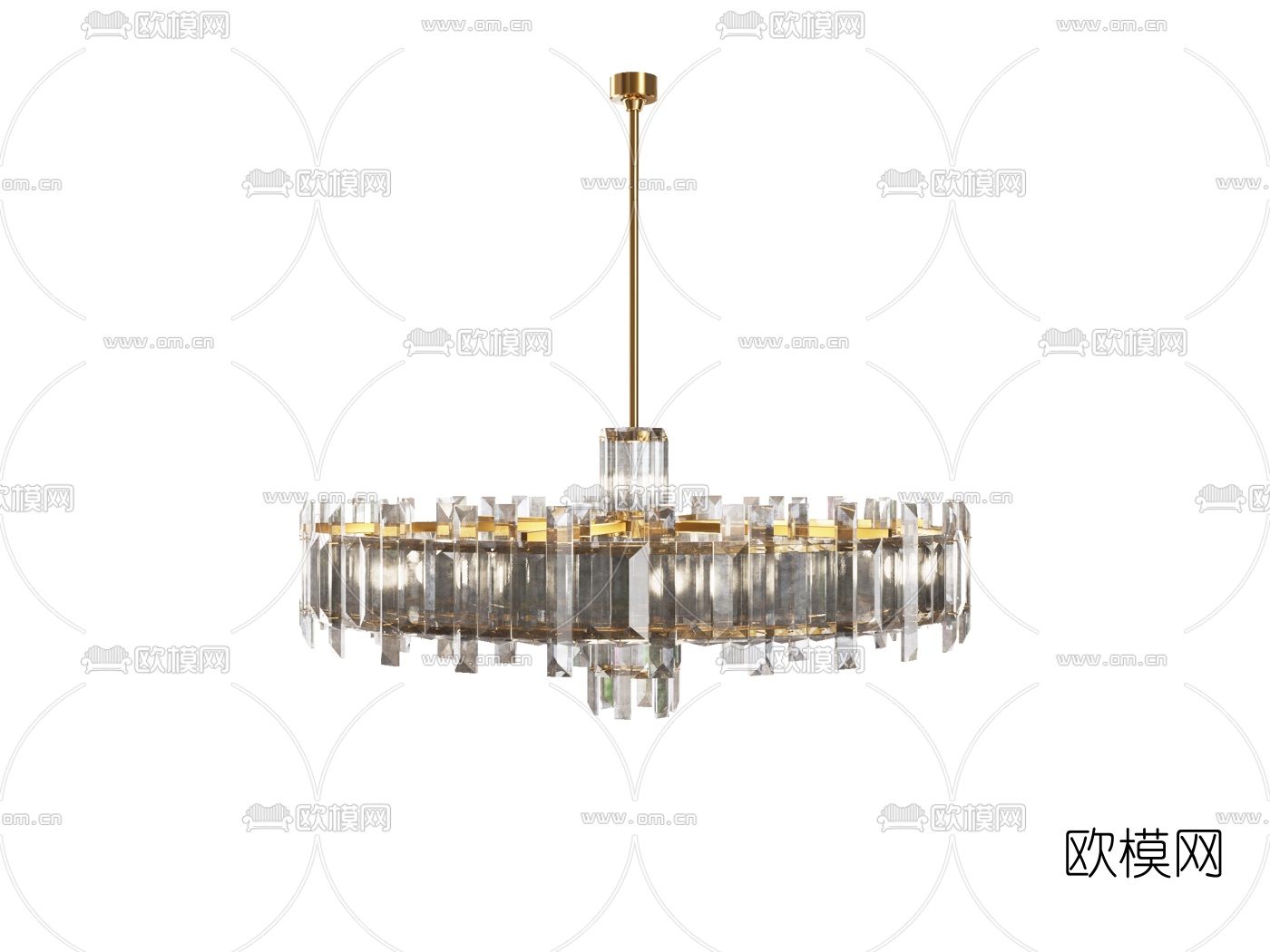 现代轻奢金属水晶吊灯组合3d模型下载（渲染图5）