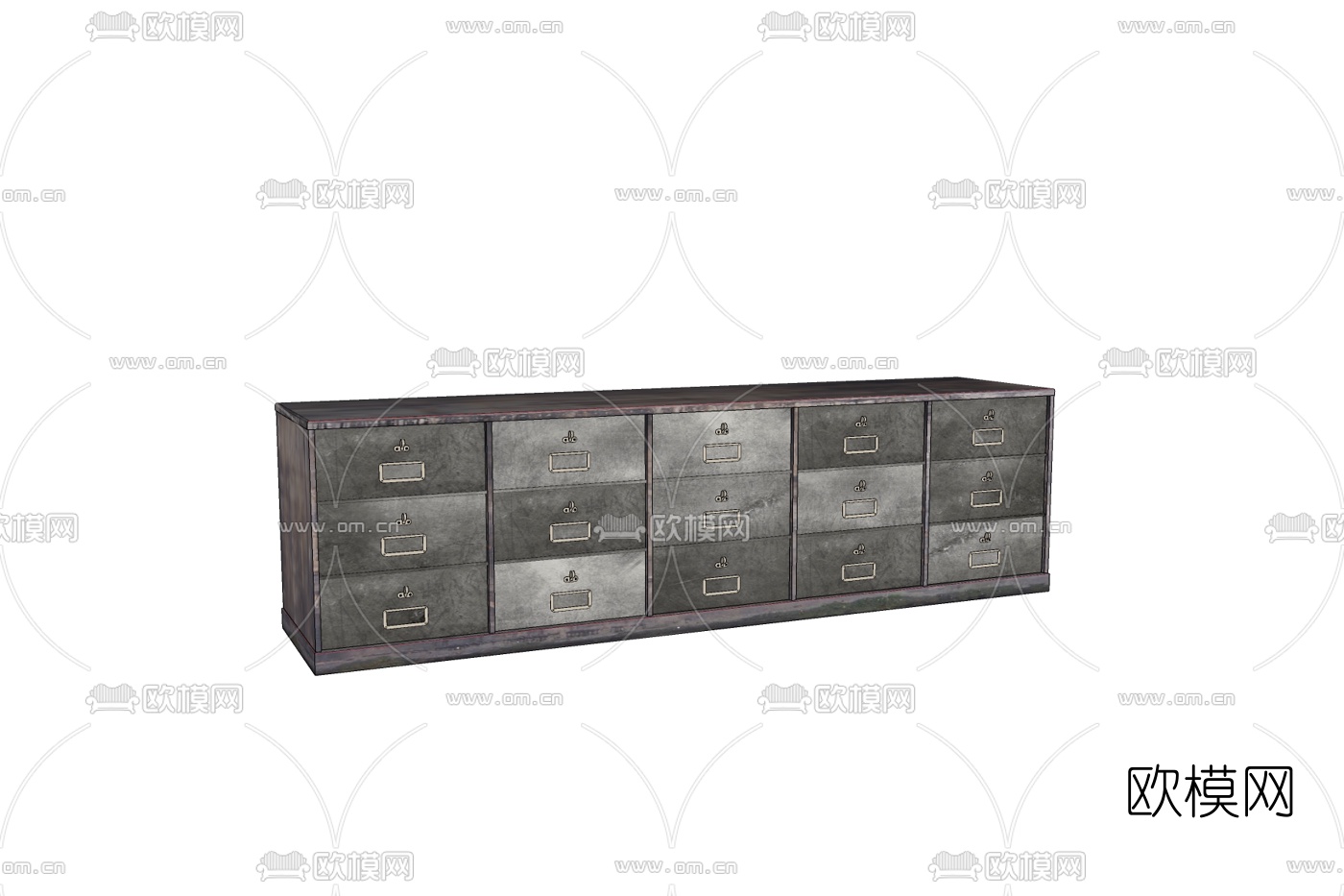 工业风实木边柜免费su模型下载