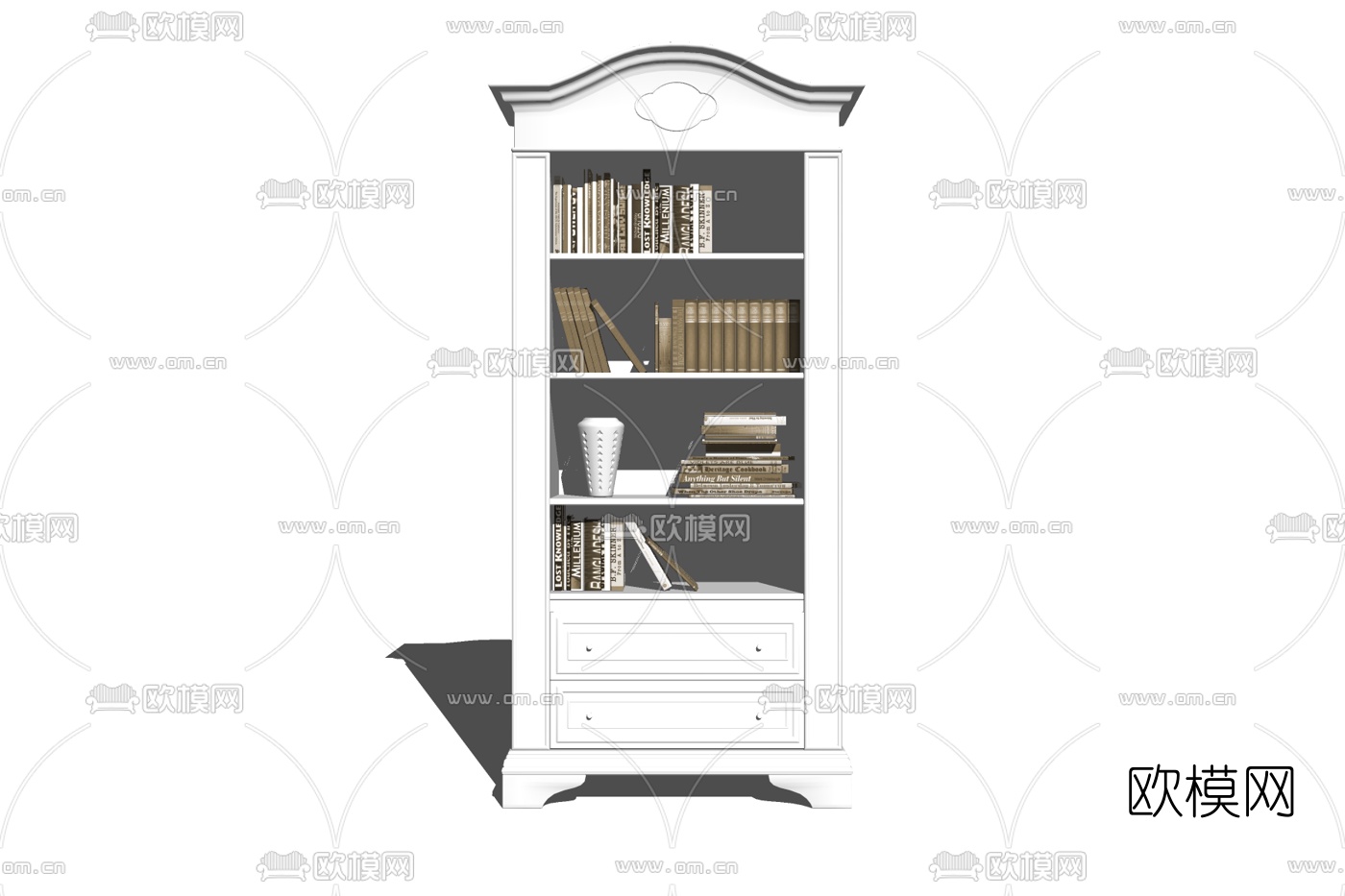 欧式实木书柜免费su模型下载