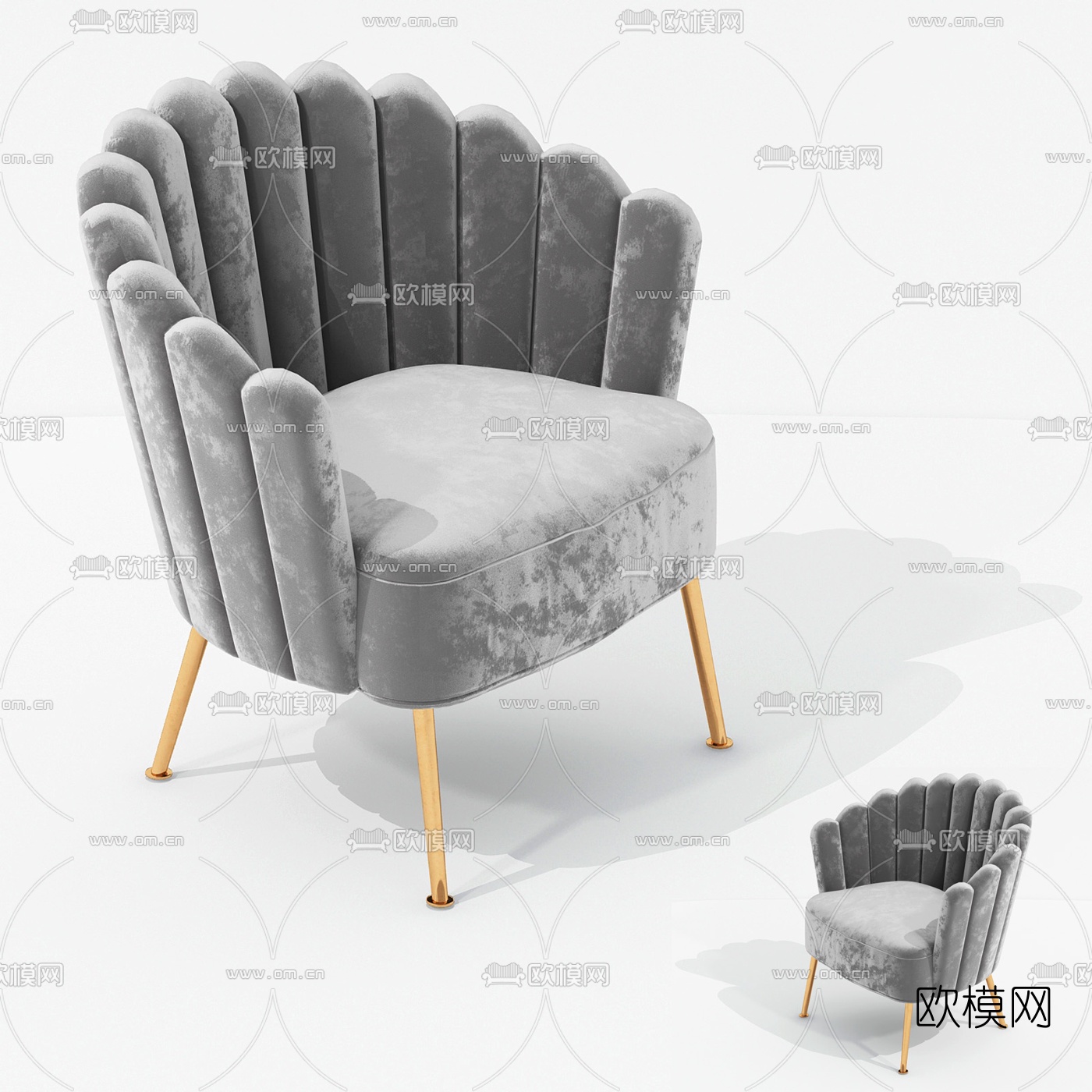 现代绒布休闲椅3d模型