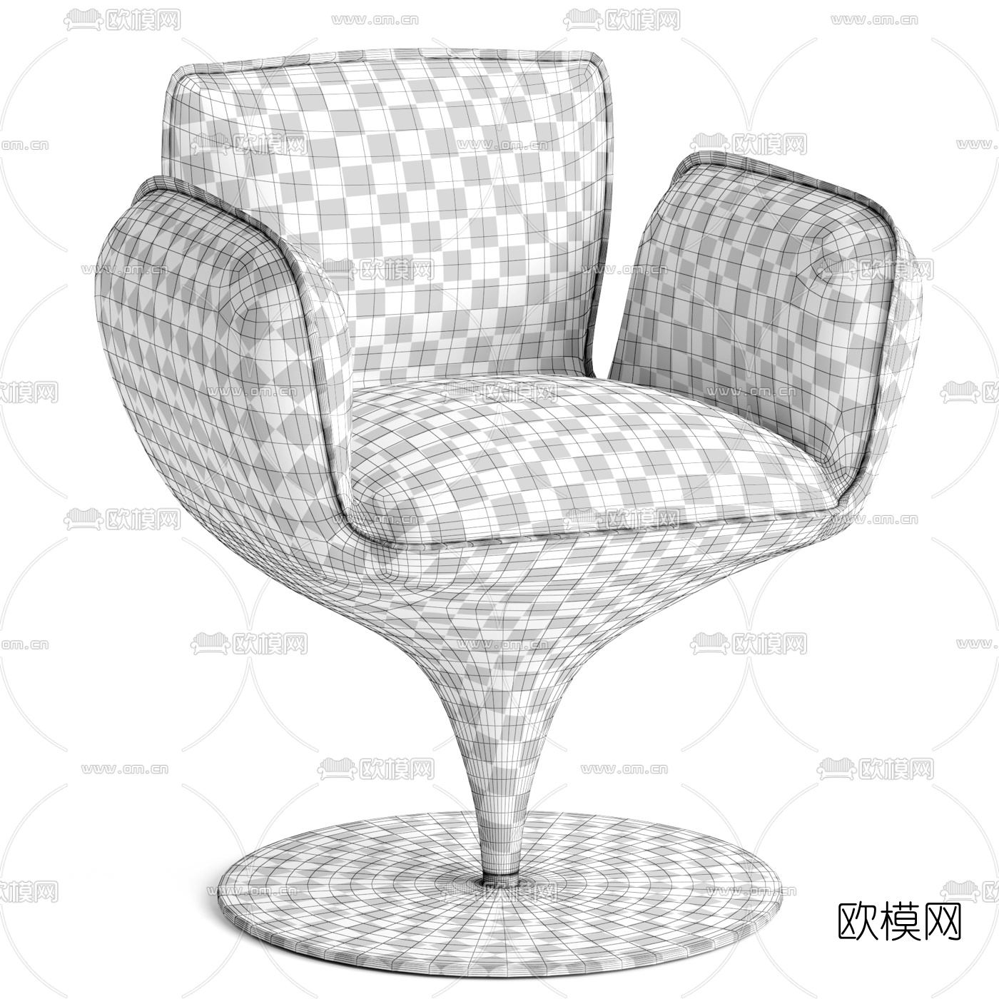 现代皮革理发椅3d模型下载（渲染图2）