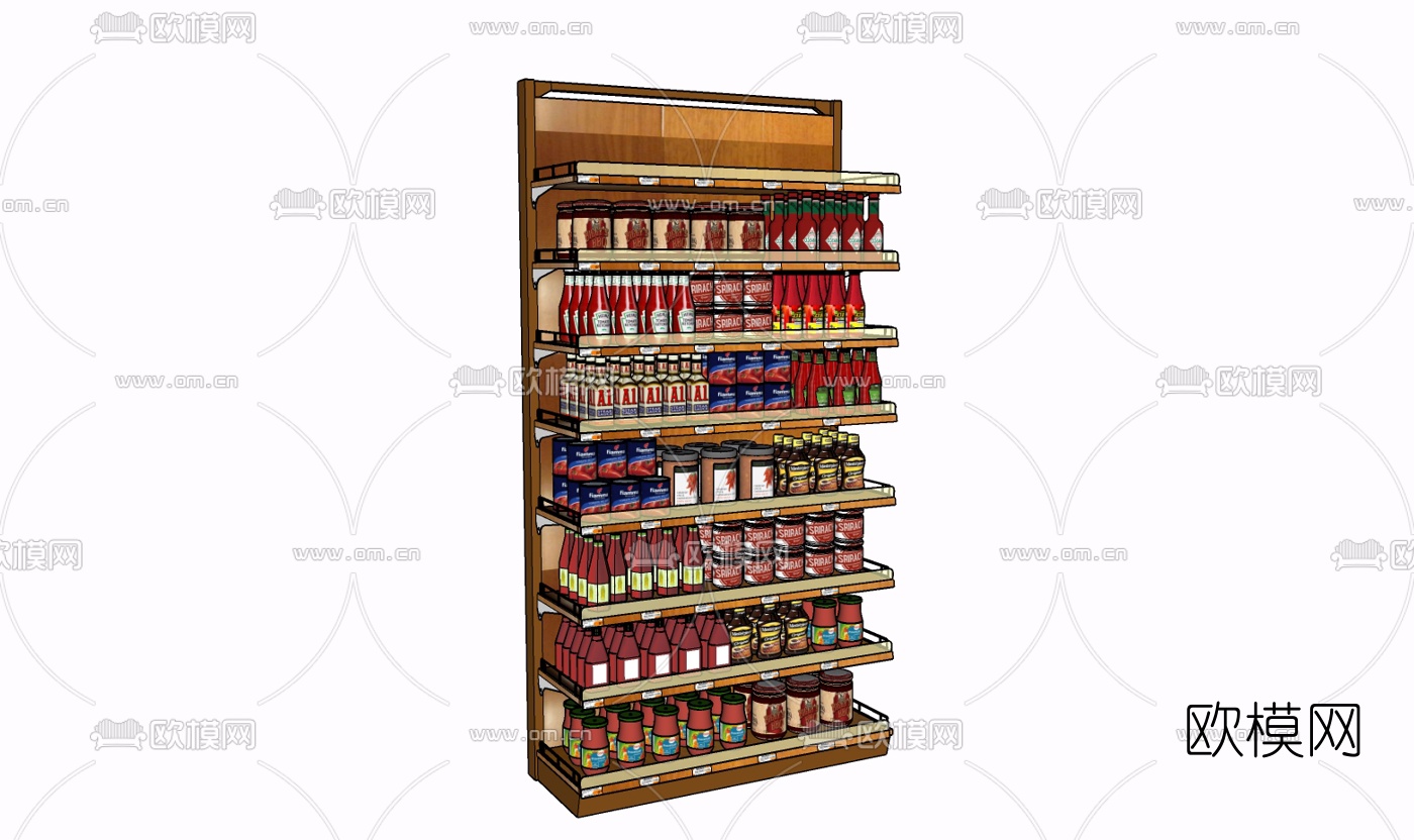 现代实木货架免费su模型下载