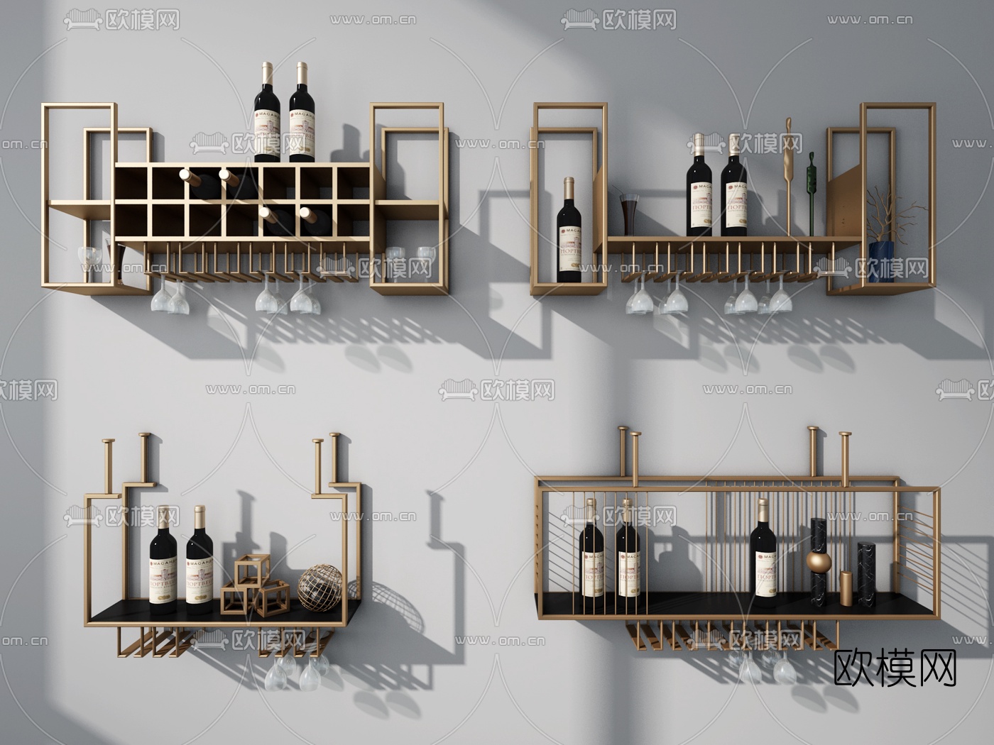 新中式金属酒架3d模型