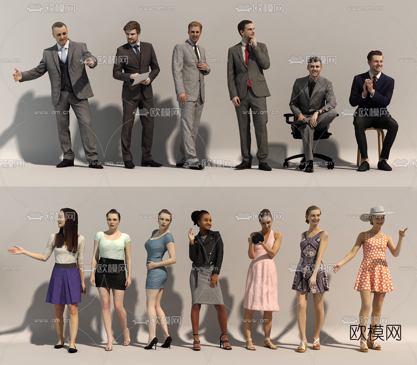 现代礼服正装人物3d模型