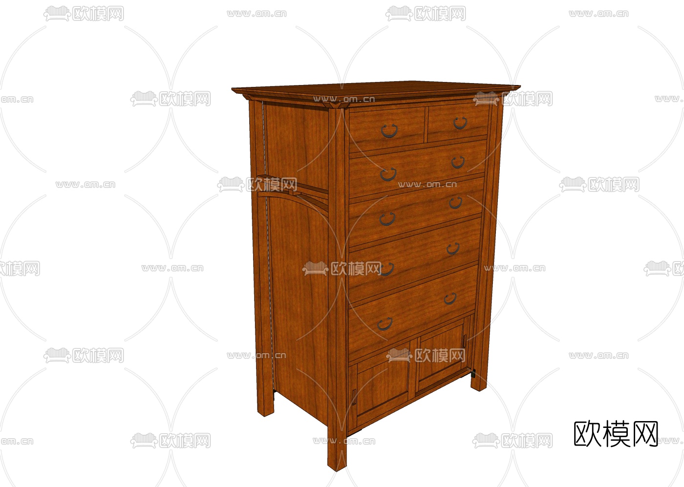 现代实木斗柜免费su模型下载