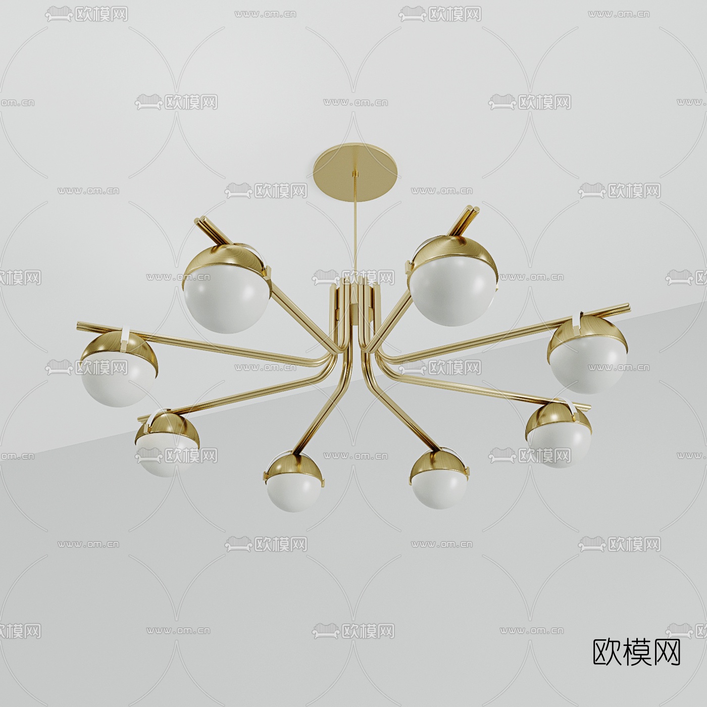 现代多头金属 吊灯3d模型
