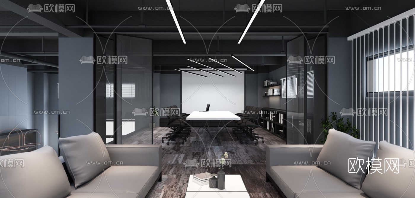 工业风接待大厅3d模型下载（渲染图3）