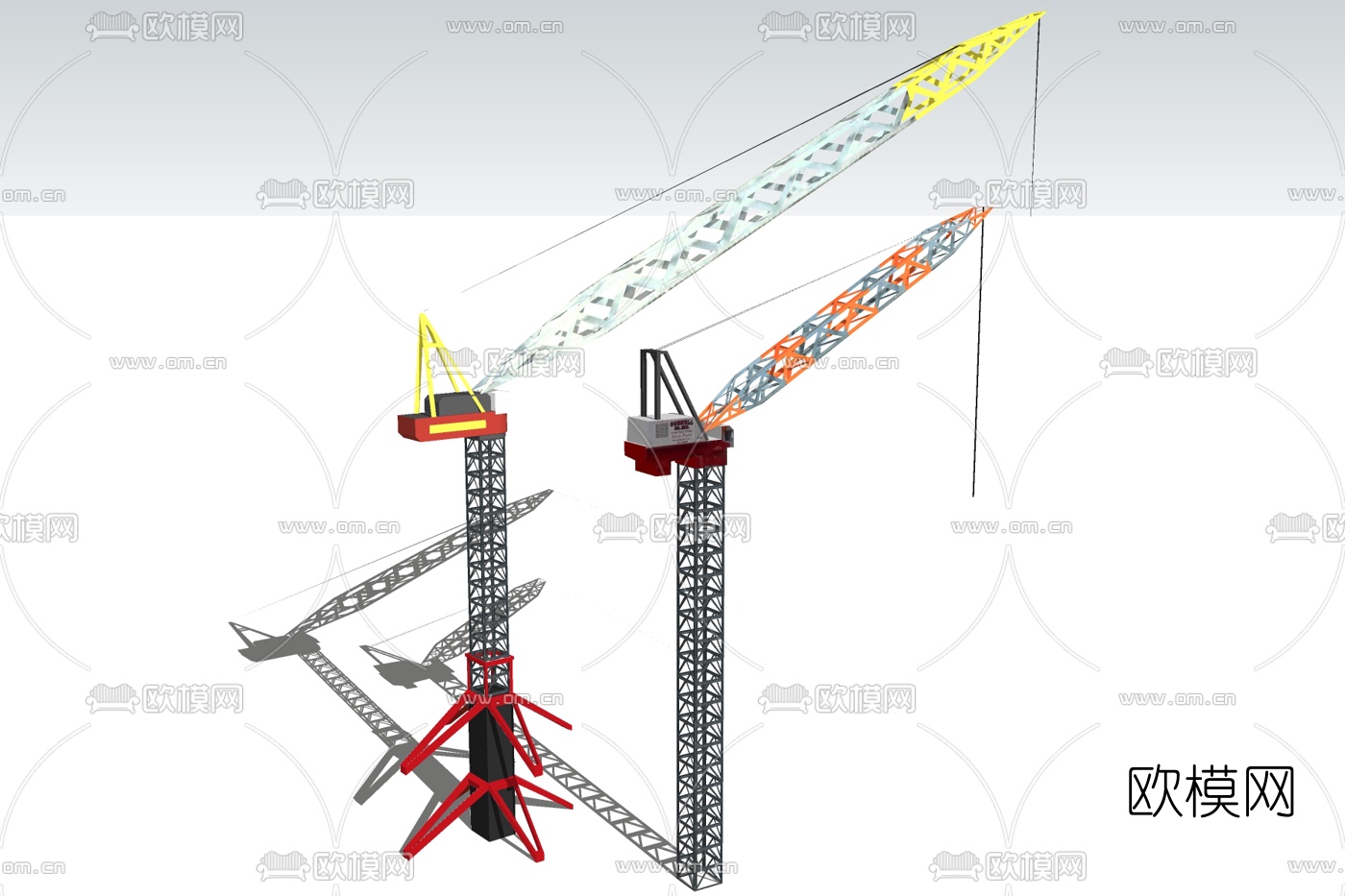 工业风塔吊式起重机免费su模型下载