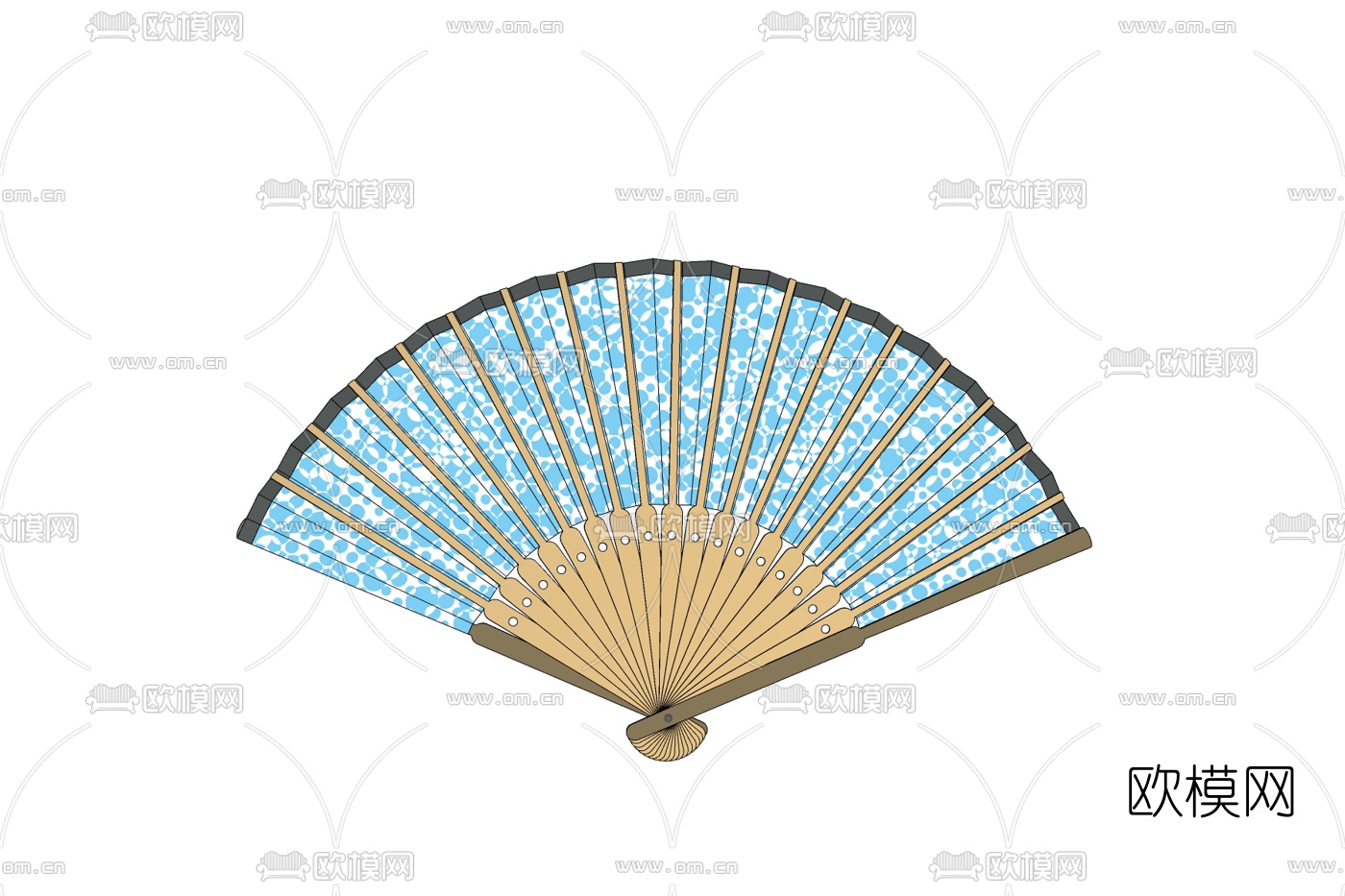 中式折扇挂件免费su模型下载