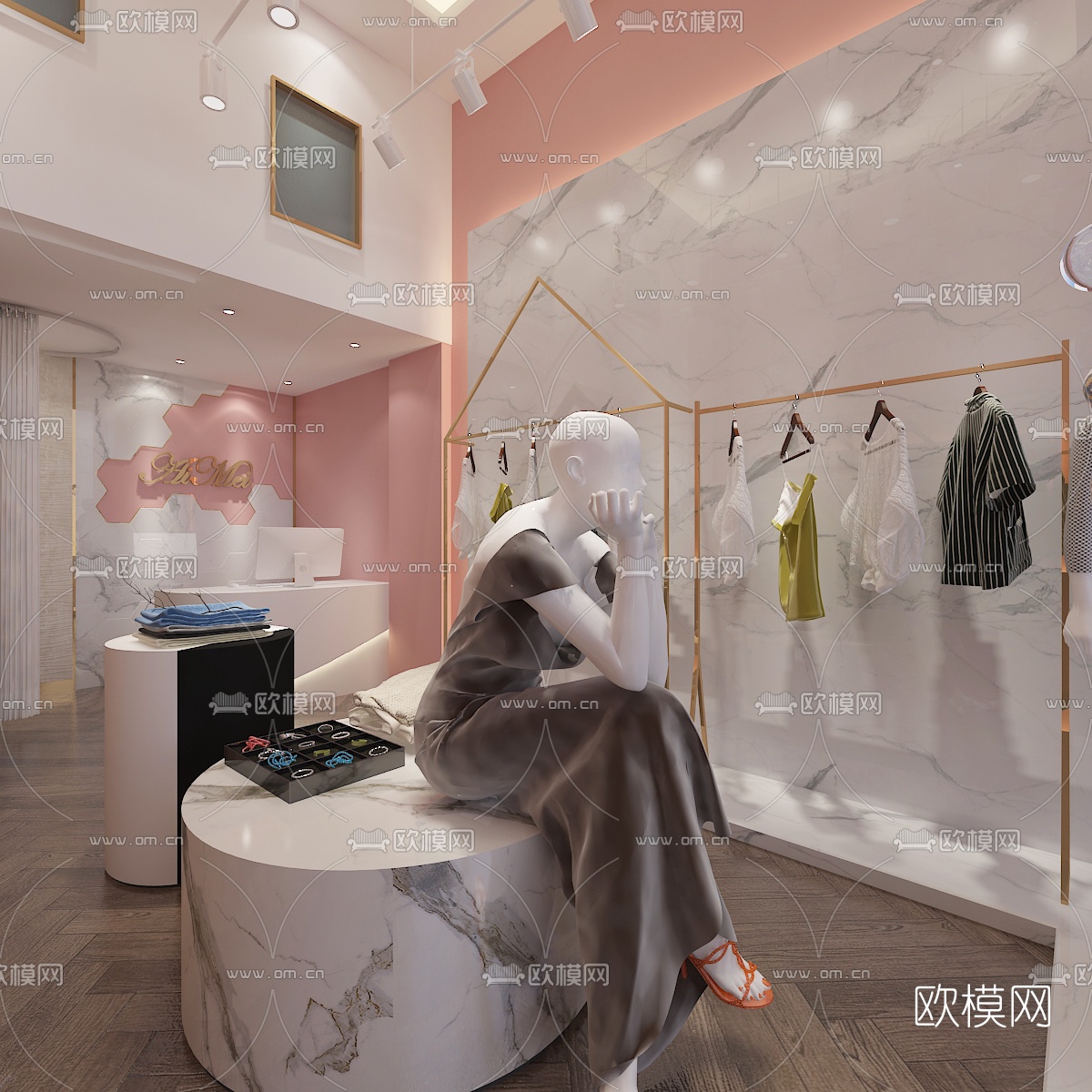 现代女服装店免费3d模型下载_ID10011000_3dmax免费模型-欧模网