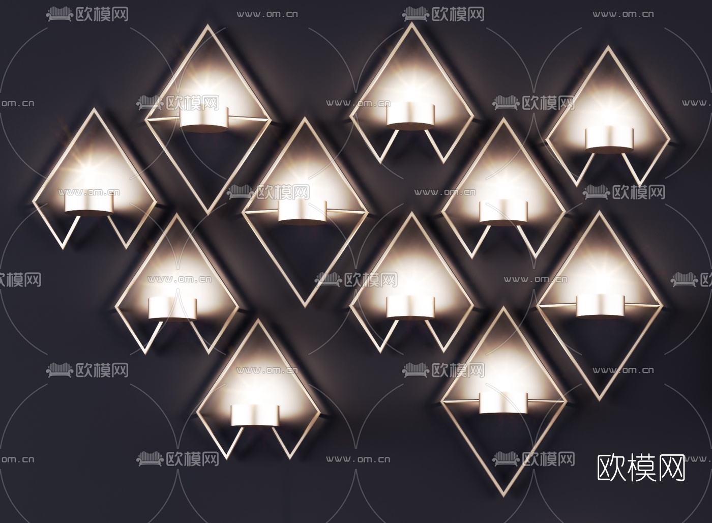 现代金属壁灯组合3d模型