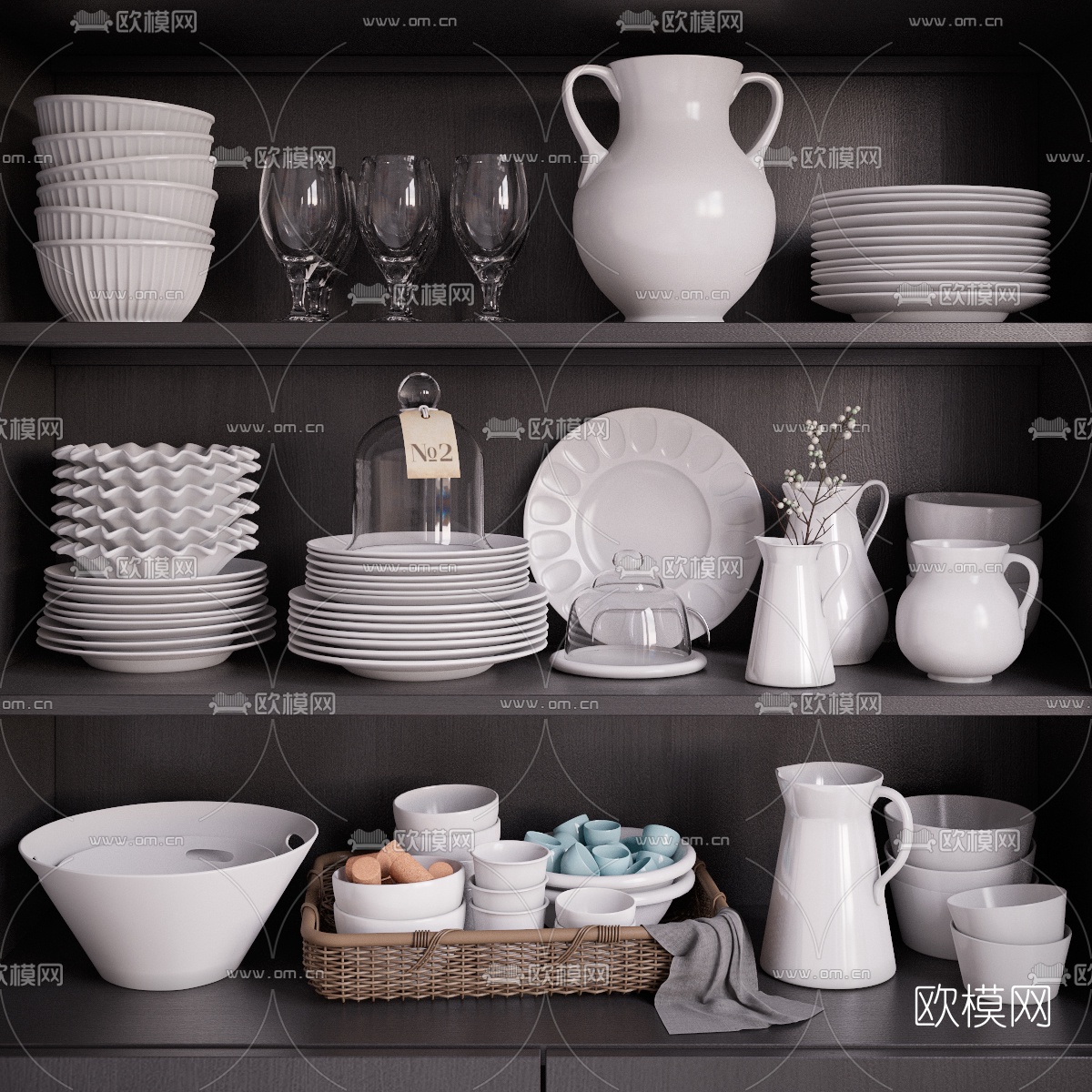 北欧厨房盘子餐具3d模型下载