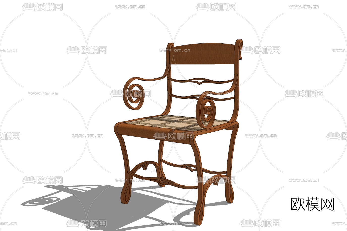 欧式铁艺单椅免费su模型下载