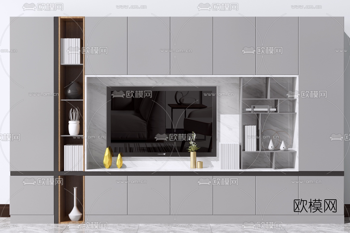 现代电视柜背景墙3d模型