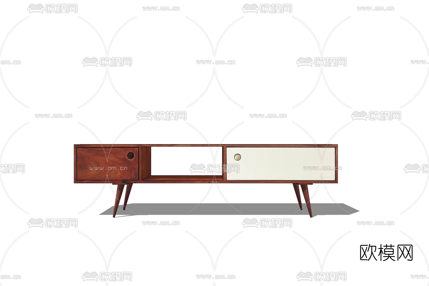 现代实木电视柜免费su模型下载