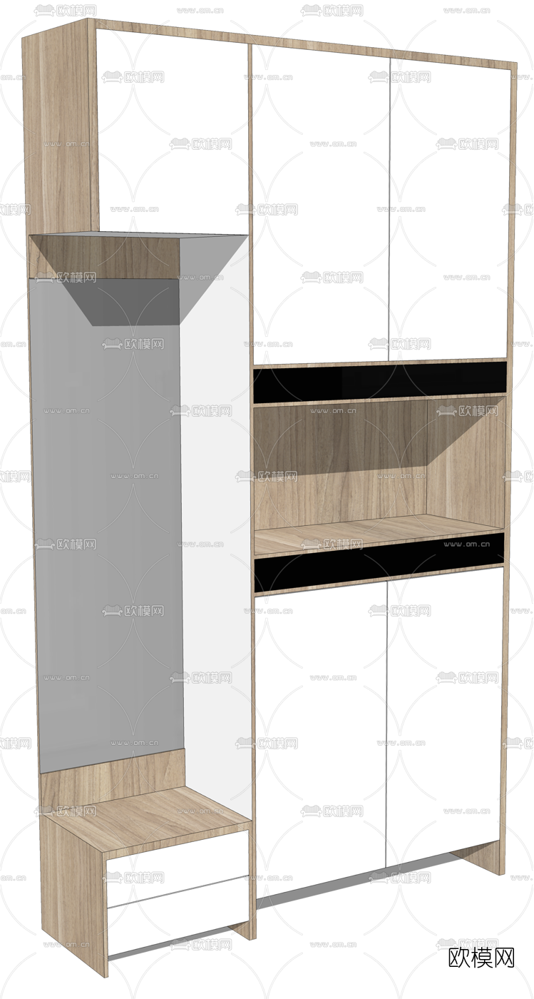 现代多功能实木鞋柜su模型下载（渲染图2）